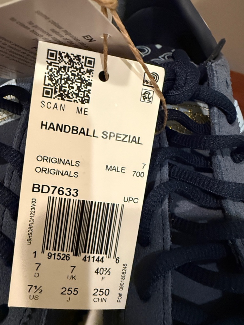Adidas Handball Spezial Blue Suede Casual Sneakers with Light Blue Stripes - Picture 3 of 9